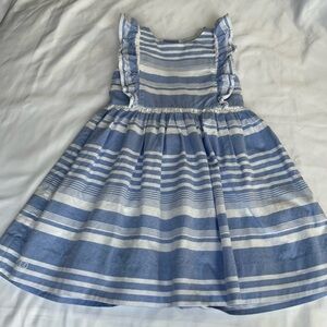 Ralph Lauren Blue and White Striped Ruffle Dress 24 months